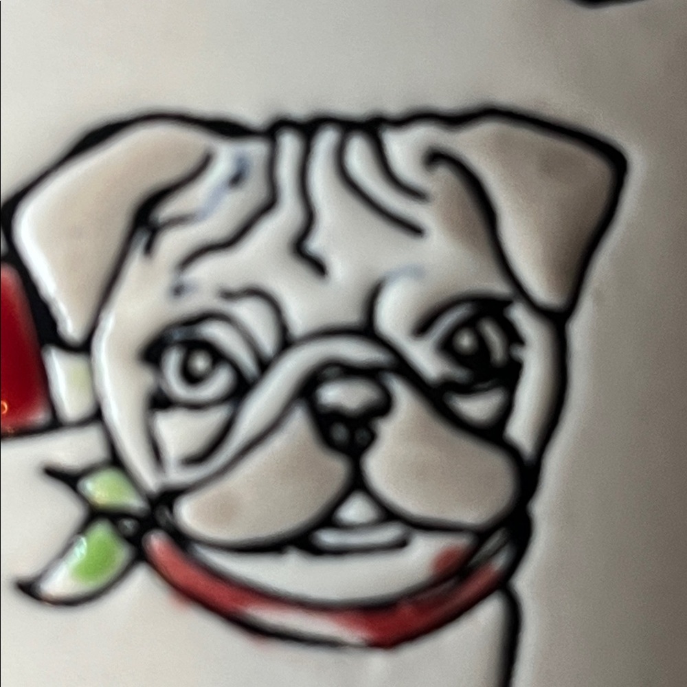 Festive Dog Mug with Green Handle Handmade NWT - Picture 7 of 15